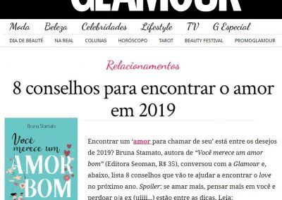 Entrevista para a Revista Glamour Brasil.